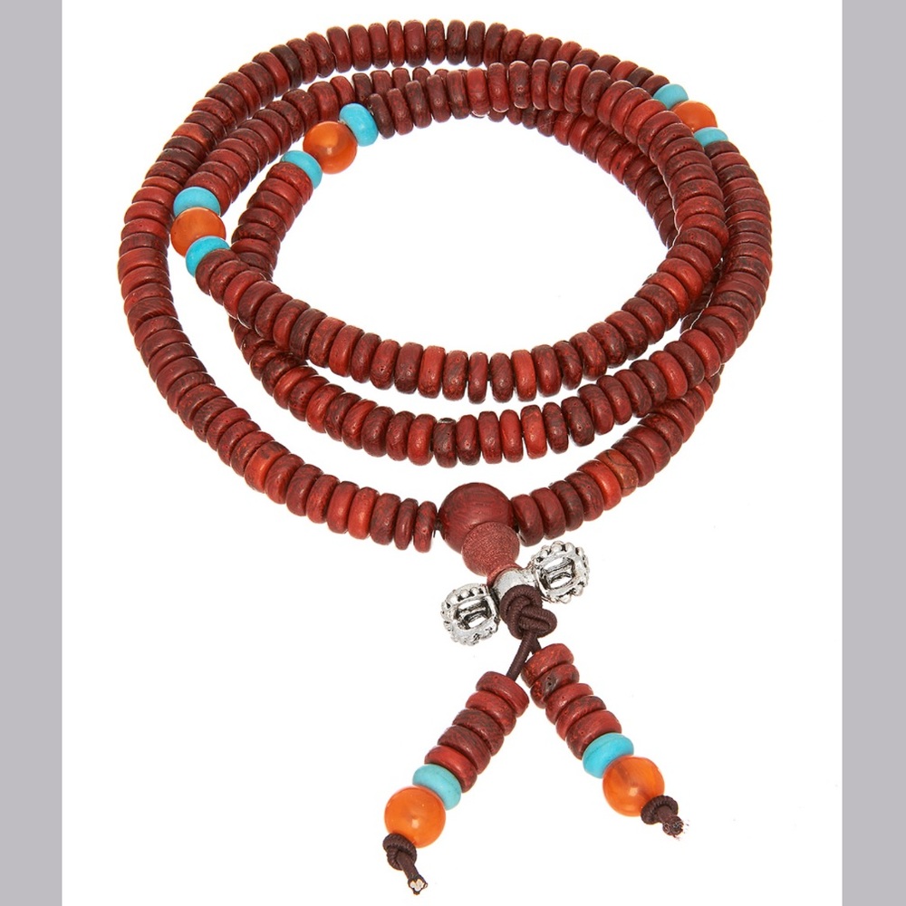 108 Wooden Beaded Mala Wrap Bracelet Necklace